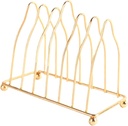 iplusmile Wear Resistant Plate Stand Kitchen Organizer Rack Stylish Iron Storage Accessory for Dishes and Utensils Space Saving Household Plate Rack in Gold Finish
